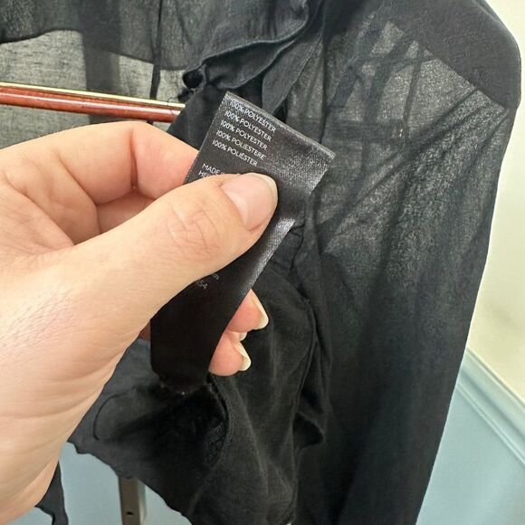 Urban Outfitters Semi Sheer Ruffle Trim Bell Sleeve Cropped Cardigan Shrug Size - Picture 4 of 5